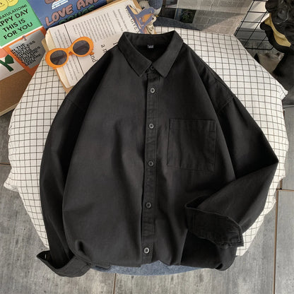 Spring Autumn Cotton White Shirts Male Long Sleeve Man Shirts Black Elegant Casual Shirts for Men