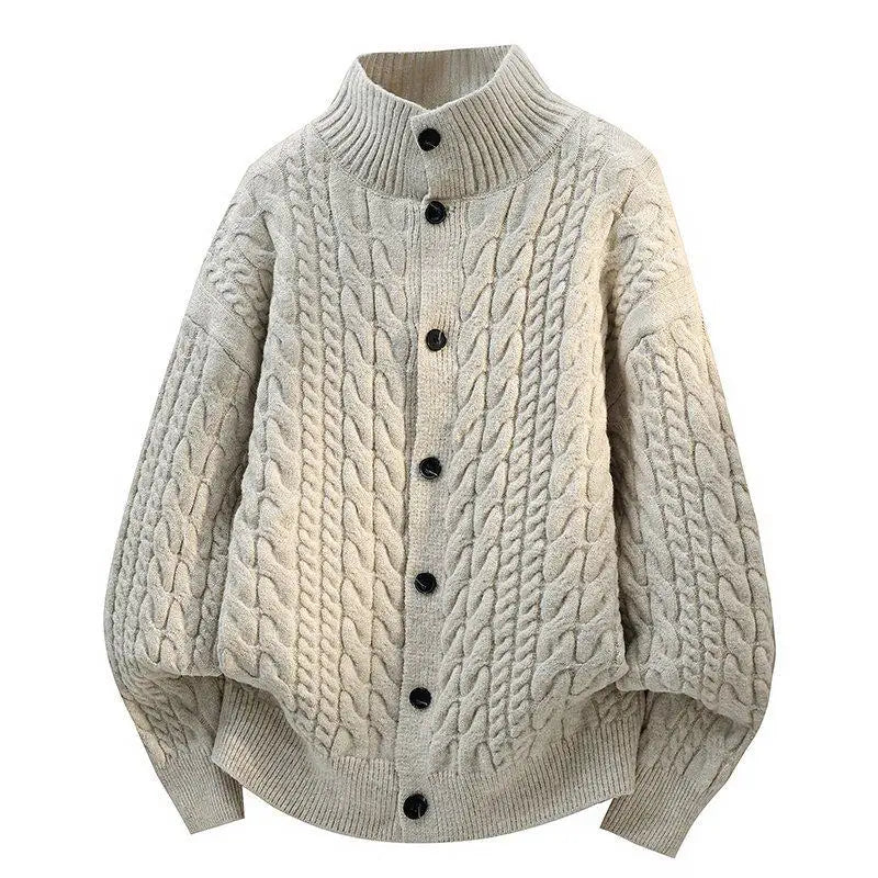 Legible Autumn and Winter Casual Sweater Men Loose Knitted Cardigan Male Round Neck Collar Sweatercoats Man