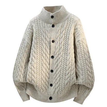 Legible Autumn and Winter Casual Sweater Men Loose Knitted Cardigan Male Round Neck Collar Sweatercoats Man