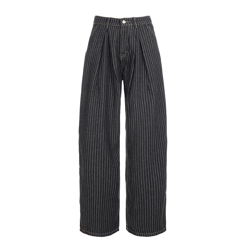 SUCHCUTE Women Striped Relaxed Fit Jeans Retro Low Rise Wide Leg Denim Pants Grunge Loose Trousers 2026 Spring Y2K Clothes 2026