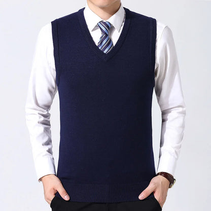 2026 New Fashion Brand Sweater Man Pullovers Vest Slim Fit Jumpers Knitwear Sleeveless Winter