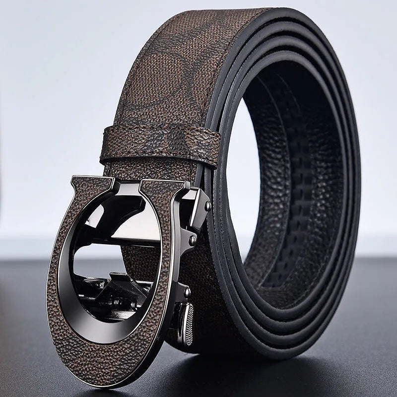 New 3.4cm fashion Women's Belt Formal Leather Canvas Male Belt High Quality Metal Automatic Buckle business Belt for men jeans