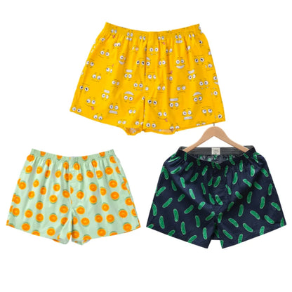 3PCS 100% Cotton Men's Boxer Briefs Men's Sports Shorts Home Comfort Casual Men's Panties Loose Soft Men's Underwear Aro Pants