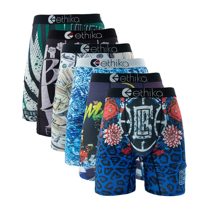 ETHIKA 6Pcs Men Underwear Boxer Breathable Mesh Crotch Man Underpants