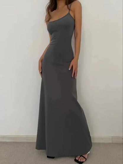 Summer women's new style fashionable simple temperament sling long backless thin waist sexy sweet spicy long casual dress