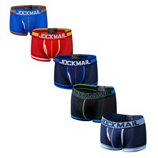 JOCKMAIL 5pcs Man Underpants Boxershorts Mesh Nylon Men Boxers Male Breathable Underwear