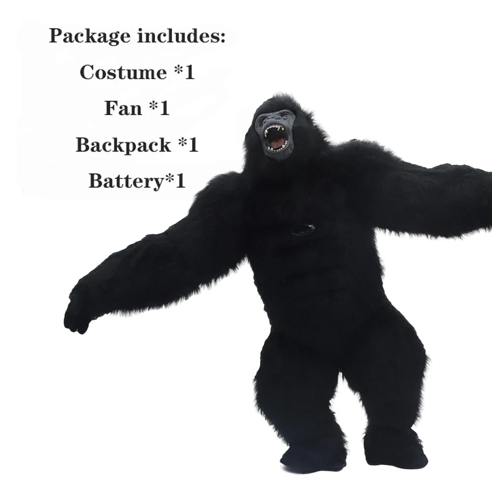 2.6m/3M King Kong Inflatable Costume Mascot With Battery Adult Character Cosplay Animal Birthday Halloween Party Event Plush Set