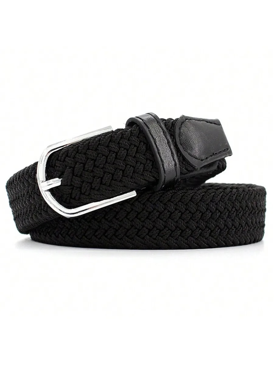 Fashionable Elastic Woven Belt With Stretchable Buckle, Unisex Students All-Match Accessory Belt For Women Summer, School Fall,