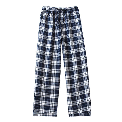 Pajama Pants Men's Flannel Cotton Autumn and Winter Brushed Plaid Long Trousers Warm Home wear Pants