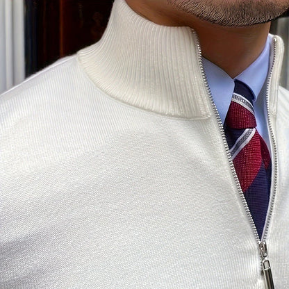 Spring Autumn Men's Sweater Quarter Zip Up Slim Fit Jumpers Business Polo Shirt Knit Half Turtleneck Pullover Sweater Knitwear