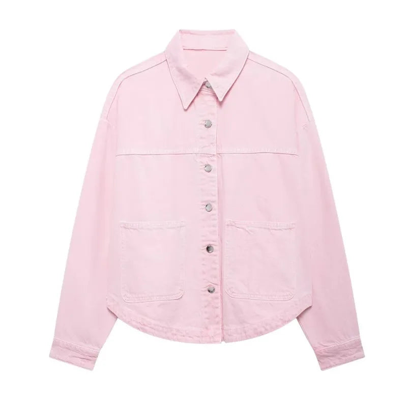 2025 Autumn New Product Fashion Casual Women's Fashion Versatile Buckle Patch Denim Jacket Coat