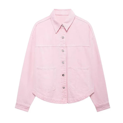 2025 Autumn New Product Fashion Casual Women's Fashion Versatile Buckle Patch Denim Jacket Coat
