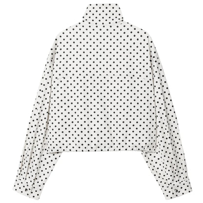 HXAO Polka Dot Bomber Jacket Women's Jackets Demi-Season Oversized Long Sleeve Top Outerwear Aviator Plus Size Zip Up Crop Coats
