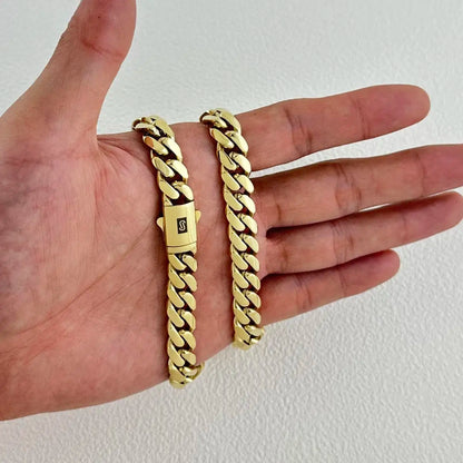 14K Gold-Plated Cuban Ncklace Miami Cuban Link Chain 6-14mm Stainless Steel Technology Anti-rust Colorfast Waterproof Anti-Friction The best gift for men and women men's jewelry
