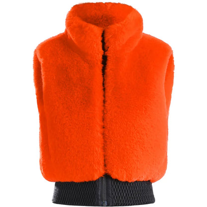 GSOU SNOW Women Fuzzy Faux Fur Vest Coat Ski Jacket Sleeveless Zip Shaggy Waistcoat Winter Daily Warm Outdoor Sport