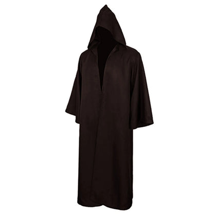 Sorcerer Long Shirt Hooded Black Robe Costume Halloween Cloak Cosplay Costume Wizard Tunic Hooded Robe Adults and Children