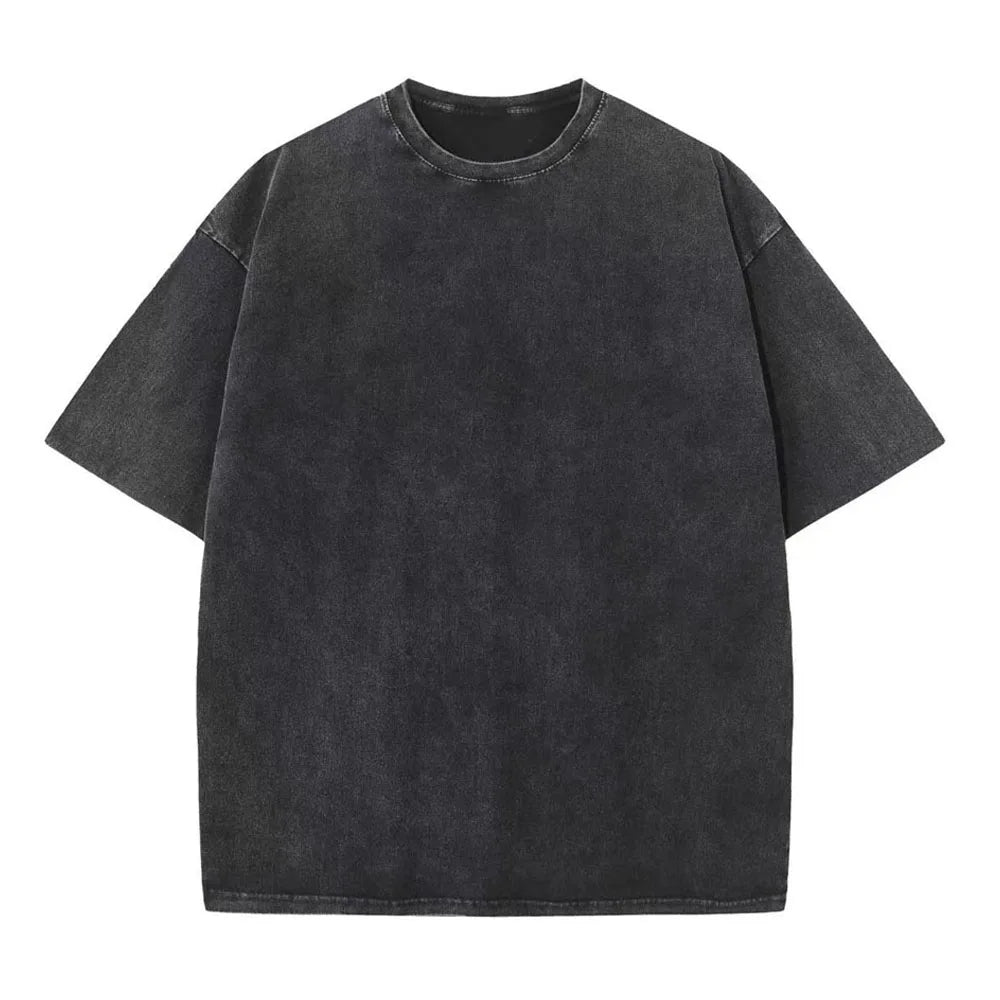 Washed T-Shirt 230G 100Cotton Solid Oversized Loose Fitness Mens Tee Tops Dropped Shoulders Short Sleeve Gym Bodybuilding Shirts