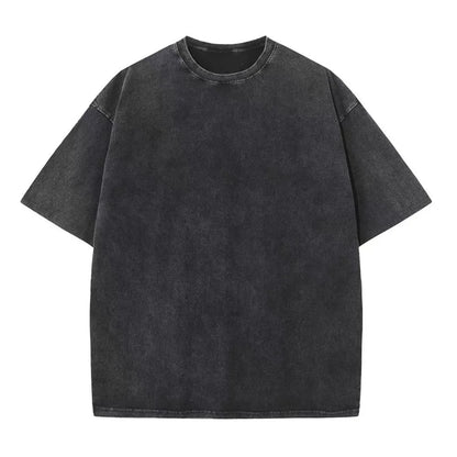 Washed T-Shirt 230G 100Cotton Solid Oversized Loose Fitness Mens Tee Tops Dropped Shoulders Short Sleeve Gym Bodybuilding Shirts