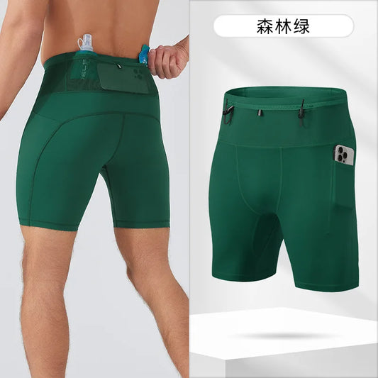 Marathon Running Shorts Man Fitness Clothing Compression Shorts Gym Multi Pocket Tights for Men Sports Wear Crossfit Sweatpants