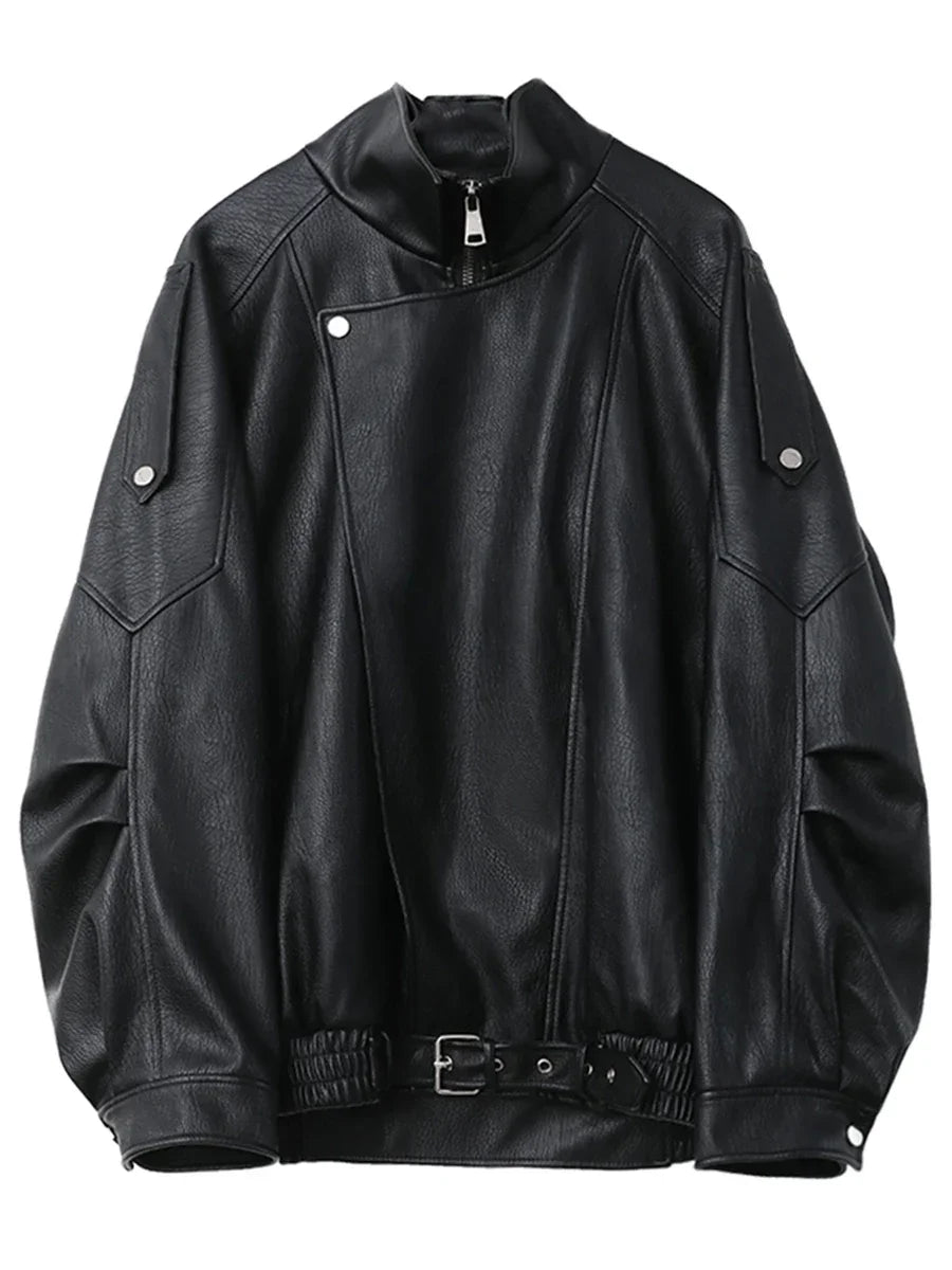 CHIC VEN Woman PU Jacket Solid Loose New Retro Standing Collar Motorcycle Faux Leather Coat Female Top Spring Autumn 2026