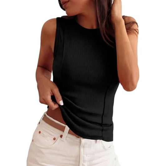 PRETTYGARDEN Sleeveless Tops for Women 2026 Summer Ribbed Tank Top