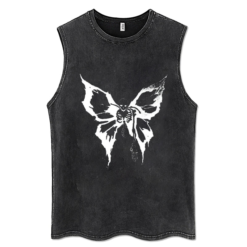 Y2K Tanks Tops for Men Women 100% Cotton Vintage Black Men's Clothing Hip Hop Punk Rock Sleeveless Tshirts Gothic Vests