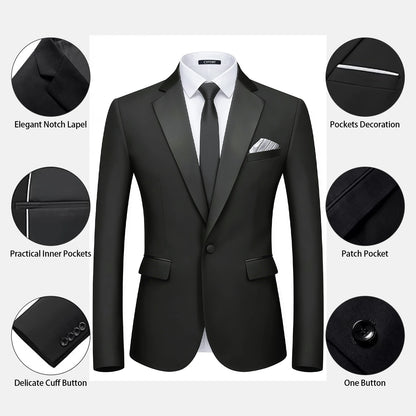 Men's Slim Fit Suit Blazer Business Wedding Party 2-Piece Jacket & Pant Suit