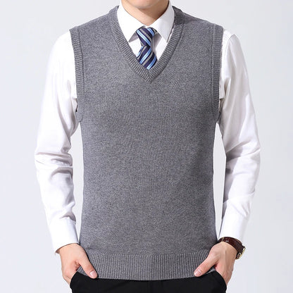 2026 New Fashion Brand Sweater Man Pullovers Vest Slim Fit Jumpers Knitwear Sleeveless Winter