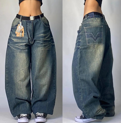 Y2K Harajuku New Punk Feng Shui Washing Old Baggy Jeans Female