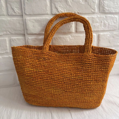 Handmade Raffia Straw Bags for Women Shoulder Bag Summer Woven Beach Bag NEW Natural Grass Handbag Vacation Shopper Tote Purses