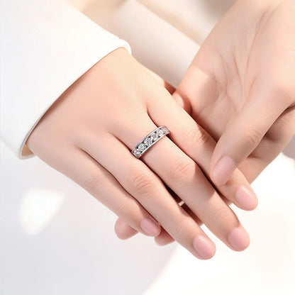 KNOBSPIN 3mm 4mm Moissanite Rings for Women Man D VVS1 Round Brilliant Cut Diamond s925 Sterling Silver Moissanite Eternity Band