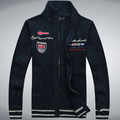 Cotton Man Sweater Shark Autumn Cardigan Overcoat Casual White Red Mens Winter Jacket 2022