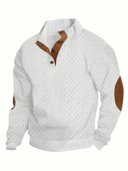 2026 Men's Spring and Autumn Hot Selling Fashionable Men's Casual Standing Collar Long Sleeved Jacquard Lapel Pullover Sweater
