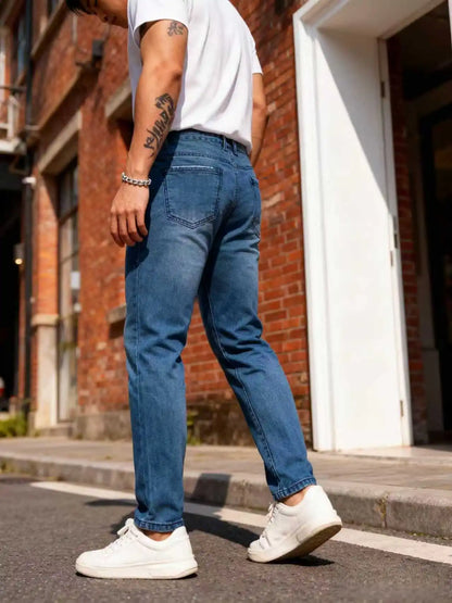 Men's Ripped Jeans, Slim Fit Stretch Denim Pants,