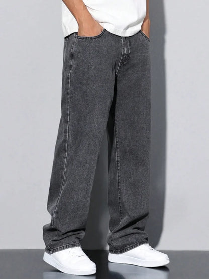2026 New Style Streetwear Straight-Leg Jeans for Men, Fashionable Straight-Leg Loose-Fit Denim Pants