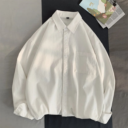 Spring Autumn Cotton White Shirts Male Long Sleeve Man Shirts Black Elegant Casual Shirts for Men