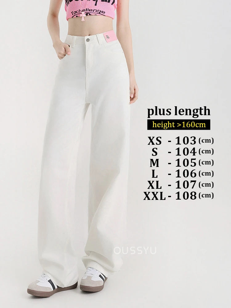 New Summer Soft Lyocell Jeans Women Blue Khaki White High Waist Straight Thin Wide Leg Denim Pants Y2k Loose Female Clothing 2XL