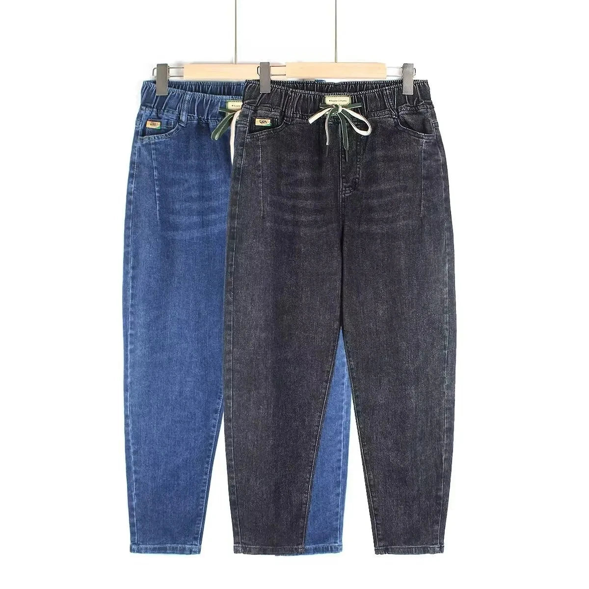 Women's Jeans Streetwear 2025 Spring Autumn New Elastic high waisted Harun pants Female Pocket Casual Denim Nine points Pants