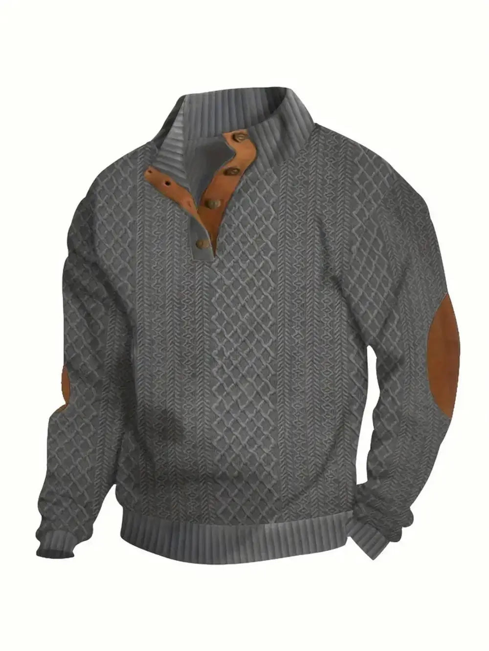 2026 Men's Spring and Autumn Hot Selling Fashionable Men's Casual Standing Collar Long Sleeved Jacquard Lapel Pullover Sweater