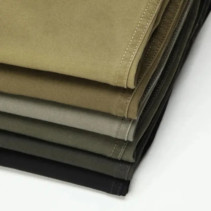 Men's Office Business 100% Cotton Pants Summer Thin & Autumn Thick High Waist Straight Loose Solid Bland Suit Slacks GOZBKF