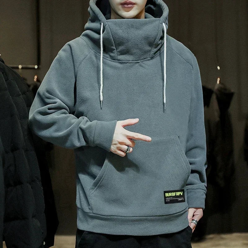 2026 Men's Thick Polar Fleece Sweatshirt Paired Couple Y2k Streetwear Autumn Winter Hood Sports Black Windproof Oversized Hoodie