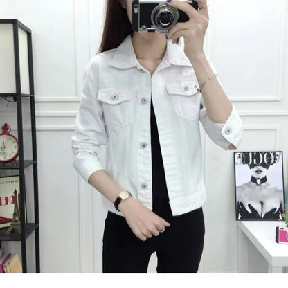 New Women's Denim Jacket Spring and Autumn 2024 Casual Short Denim Jacket Women's Korean Version Solid Color Jacket Clothes