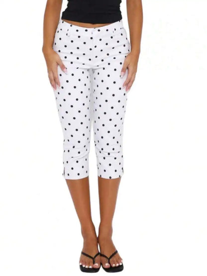 Women Side Slit Capri Pants Stretchy Slim Fit Capris Yoga Leggings