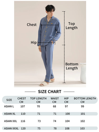 Men's 100% cotton long sleeved four season plus size men's sleepwear