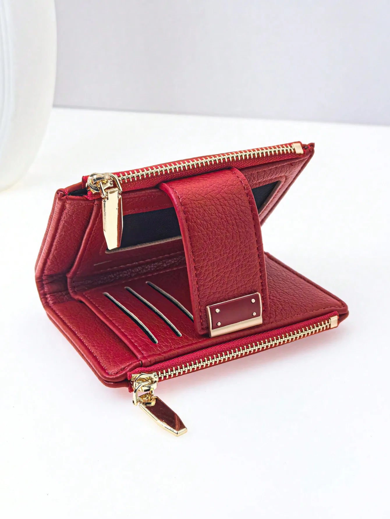 New Women Short Wallet Delicate Soft PU Bifold Zipper Coin Card Holder Minimalist & Lightweight Design Wallet For Cards Card