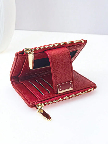 New Women Short Wallet Delicate Soft PU Bifold Zipper Coin Card Holder Minimalist & Lightweight Design Wallet For Cards Card