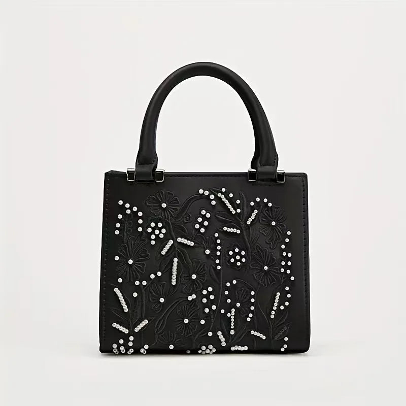 Elegant Soft Pearl Embroidery Fashion Handbag Silk Cheongsam Evening Clutch Chain Shoulder Bag Urban Minimalist Style Tote Chic