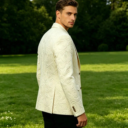 Men's Luxury 3D Embossed Textured Blazer Notch Lapel Jacket 2 buttons Slim Fit Suit Jacket Formal for Business Casual Wedding