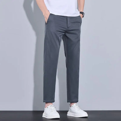2026 New Spring Summer Ankle-Length Pants Men Straight Fit Fashion Thin Brand Clothing Solid Color Casual Trousers Male 28-38