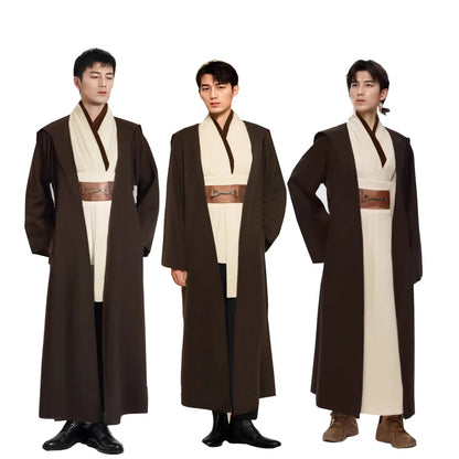 Obi Wan Kenobi Jedi Cosplay Costume Adult Unisex Coat Friar Uniform Robe Full Set Accessories Halloween Carnival Outfits
